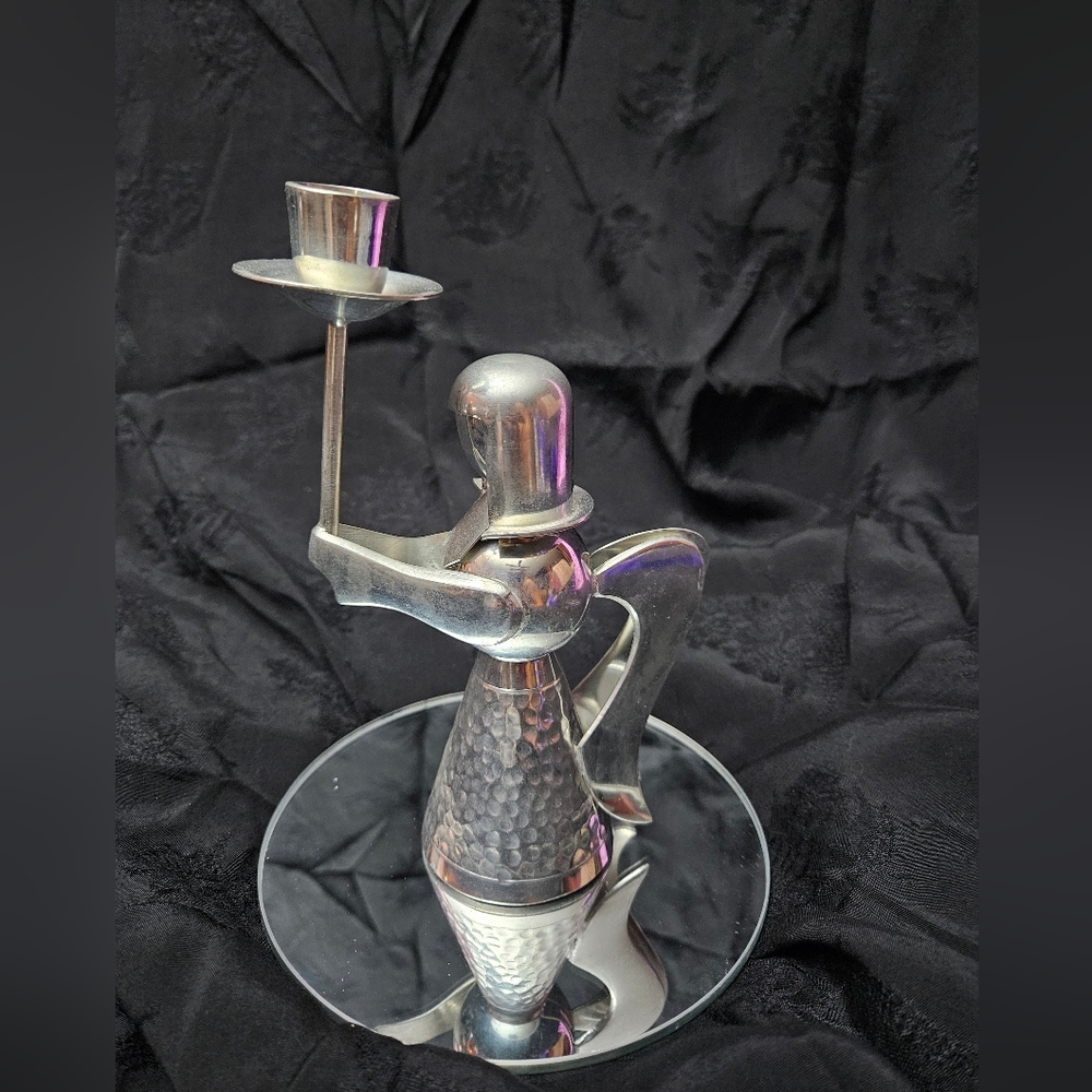VINTAGE- Polished Metal Angel Candle Holders Handmade
